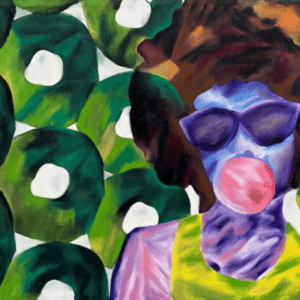 Pop Icon by Jessie Rubin - Acrylic, aerosol and oil stick on printed canvas