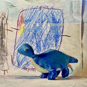 Blue Stuffed Dino by Peter Leeds - Acrylic