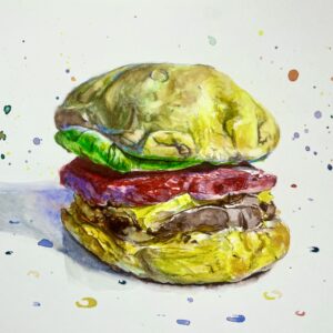 Ceramic Burger by Peter Leeds - Watercolor